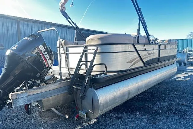 Slide: The Image of 2018 Godfrey Sweetwater 2286 SB Triple Tube pontoon boat with Suzuki outboard motor. - 3