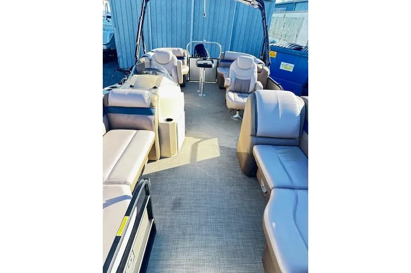 Slide: The Image of 2018 Godfrey Sweetwater 2286 SB Triple Tube pontoon boat with spacious seating and modern design. - 5