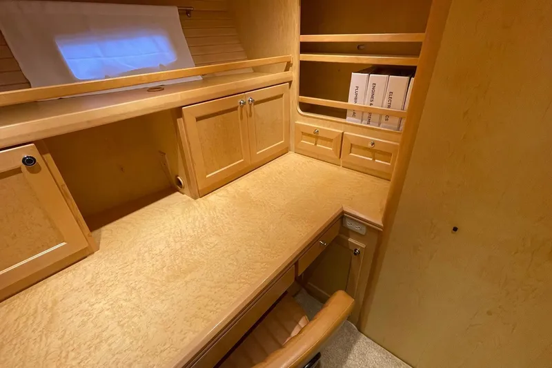 Slide: The Image of Bathroom interior of 1999 McKinna 57 Pilothouse yacht with marble countertop. - 48