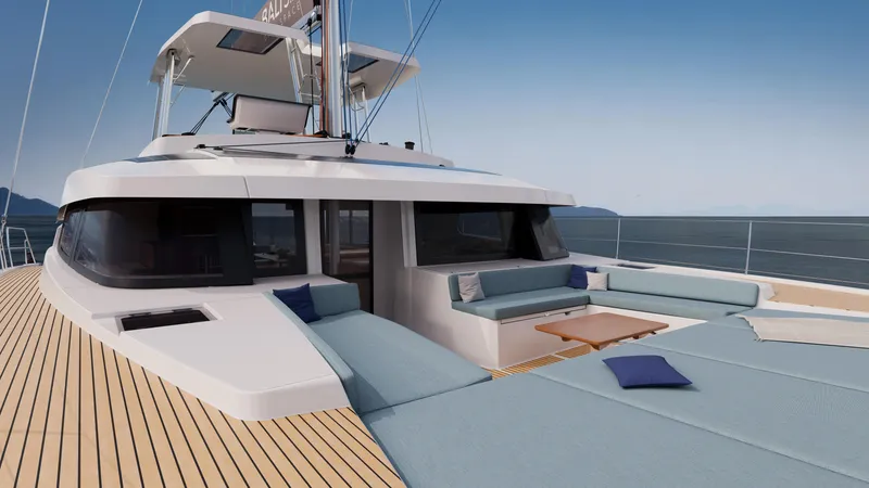 Slide: The Image of Luxurious 2026 Bali 5.2 yacht with spacious deck and modern seating area. - 7