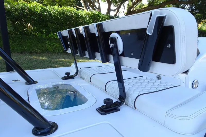 Slide: The Image of 2023 Vtech 18 boat with rod holders and cushioned seating. - 17