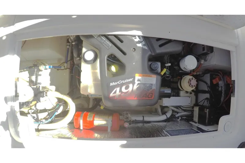 Slide: The Image of Engine compartment of 2005 Four Winns 268 Vista with MerCruiser 496 MAG engine. - 16