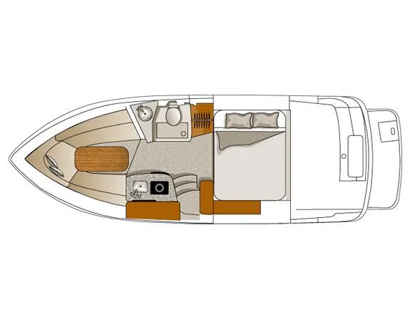 Slide: The Image of Floor plan of a 2005 Four Winns 268 Vista boat, featuring cabin layout and amenities. - 33