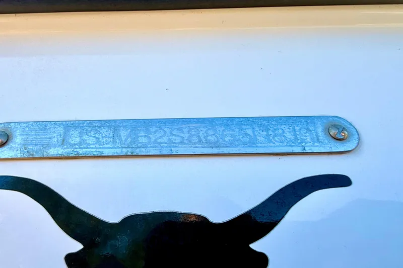 Slide: The Image of 2019 Malibu Wakesetter 23 LSV hull identification plate with decorative bull decal. - 64