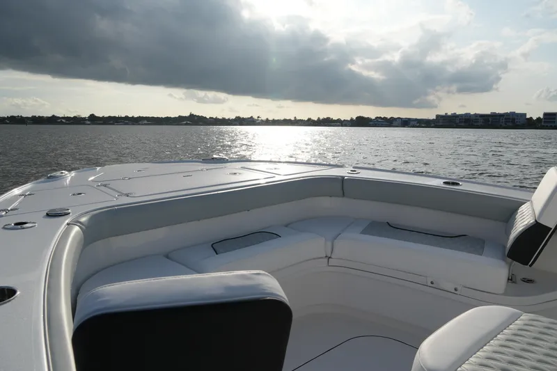 Slide: The Image of 2026 Blackfin 262 HB boat on calm water under cloudy sky. - 42