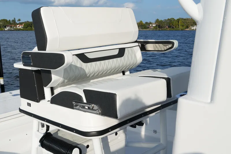 Slide: The Image of Luxury seating on 2026 Blackfin 262 HB boat, featuring sleek design and waterfront view. - 46