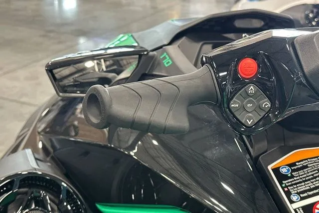 Slide: The Image of Close-up of 2026 Sea-Doo GTI handlebar and controls. - 15