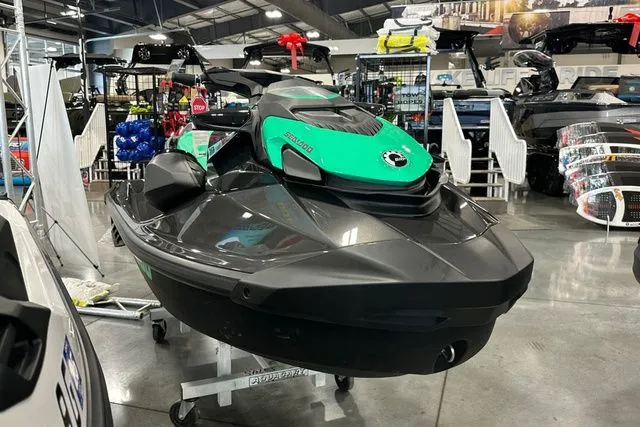 Slide: The Image of 2026 Sea-Doo GTI jet ski displayed in showroom. - 19