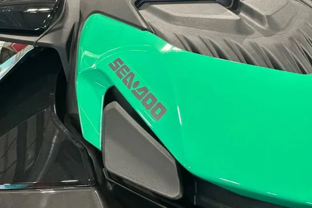 Slide: The Image of 2026 Sea-Doo GTI in vibrant green, close-up of design. - 8