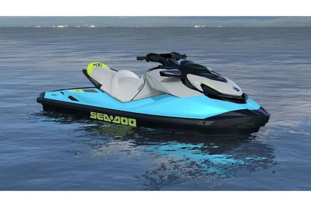 The Image of 2026 Sea-Doo GTI jet ski on calm water. - 1