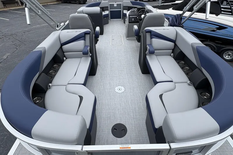 Slide: The Image of Luxurious interior of 2026 South Bay S 224 pontoon boat with plush seating. - 9