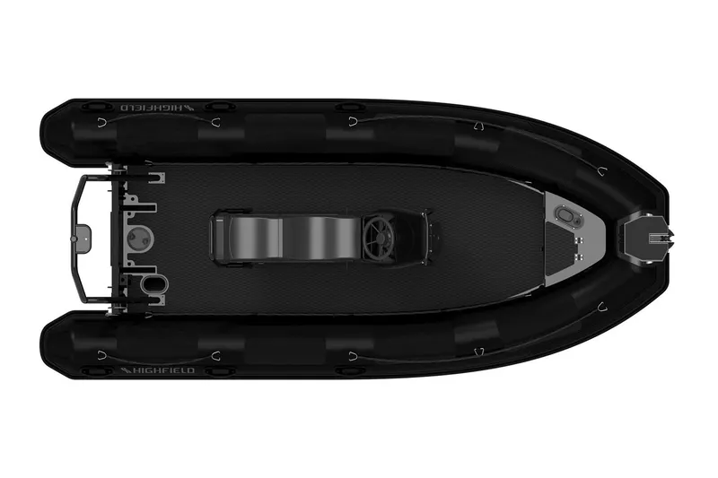 Slide: The Image of Manufacturer Provided Image: 2025 Highfield Patrol 460 boat, top view, sleek black design. - 5