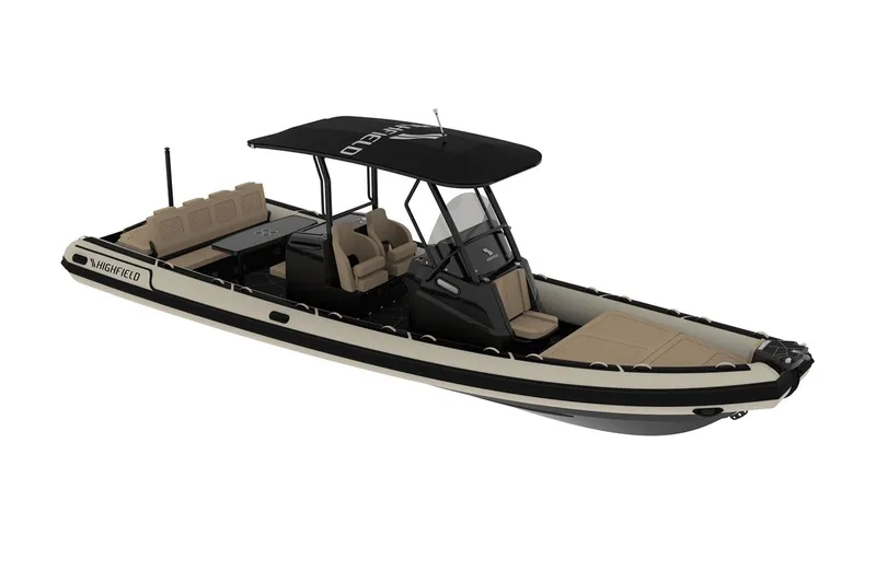 The Image of Manufacturer Provided Image: 2025 Highfield Sport 900 boat with canopy and seating, side view. - 0