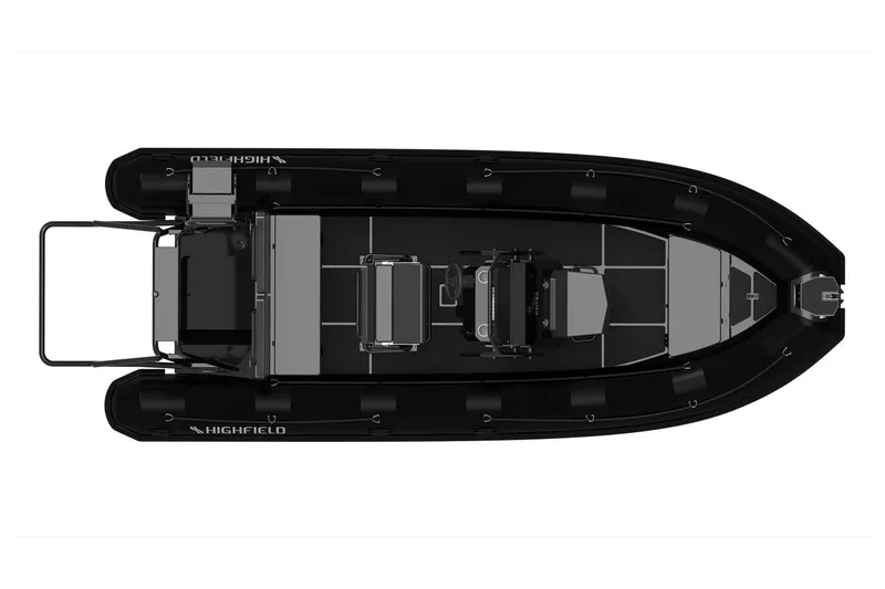 Slide: The Image of Manufacturer Provided Image: Top view of 2025 Highfield Patrol 600 boat, black and sleek design. - 5