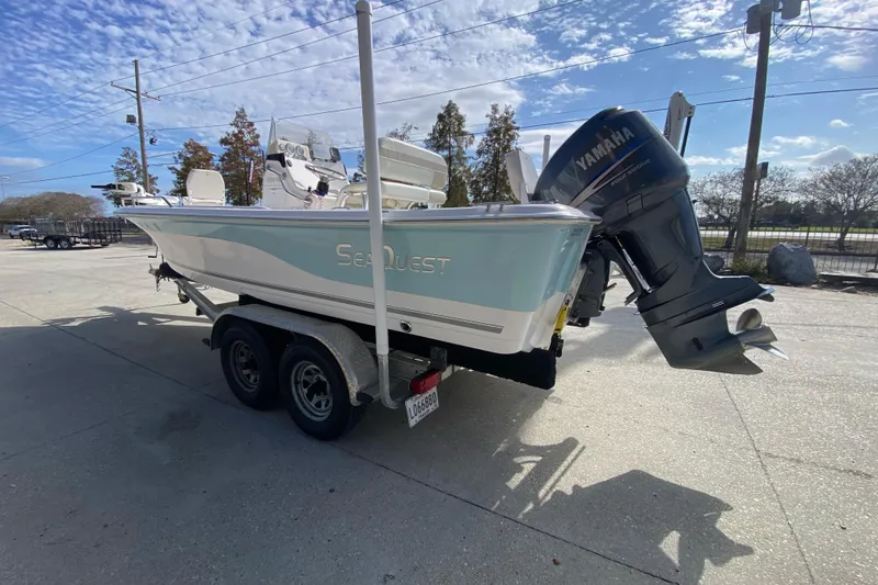 Slide: The Image of 2006 Sea Quest 2100 Probay boat on trailer with Yamaha outboard motor. - 5
