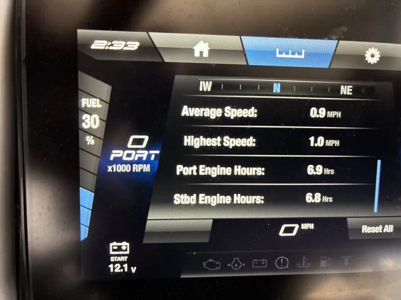 Slide: The Image of Yamaha SX 220 2023 boat display showing speed and engine hours. - 31
