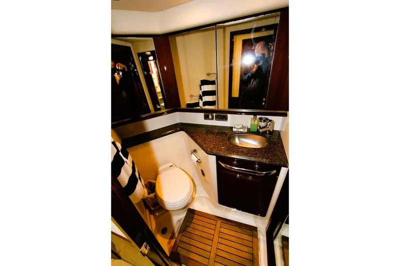 Slide: The Image of Luxurious bathroom in 2007 Sea Ray 580 Sedan Bridge yacht with modern fixtures. - 21