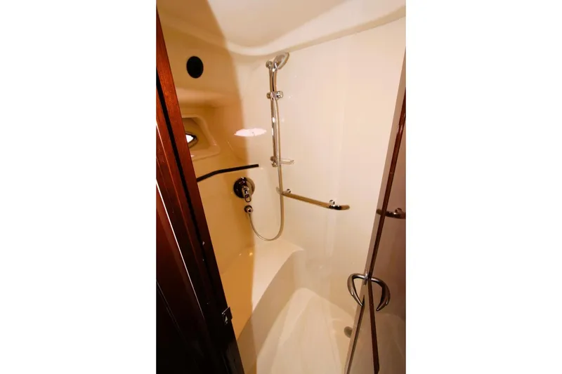 Slide: The Image of Luxurious shower in 2007 Sea Ray 580 Sedan Bridge yacht bathroom. - 22
