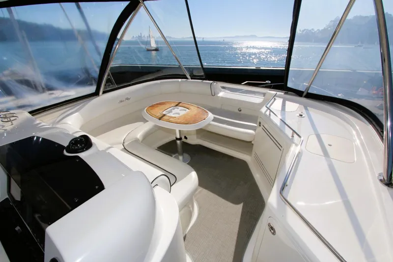 Slide: The Image of Luxurious 2007 Sea Ray 580 Sedan Bridge yacht interior with ocean view. - 29