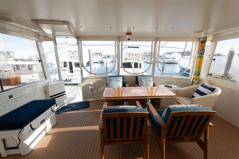 Slide: The Image of Luxurious 2007 Novatec 55 Islander CPMY yacht interior with marina view. - 17