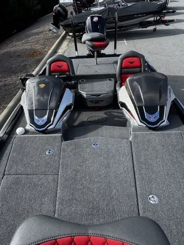 Slide: The Image of 2024 Vexus VXS20 boat interior with dual seats and sleek design. - 10