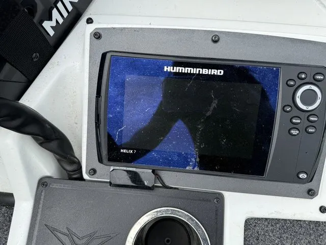Slide: The Image of Humminbird Helix 7 fish finder on 2022 Vexus AVX1880 boat dashboard. - 11