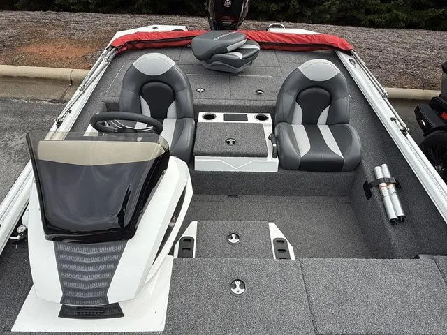 Slide: The Image of 2022 Vexus AVX1880 boat interior with dual seats and steering console. - 13