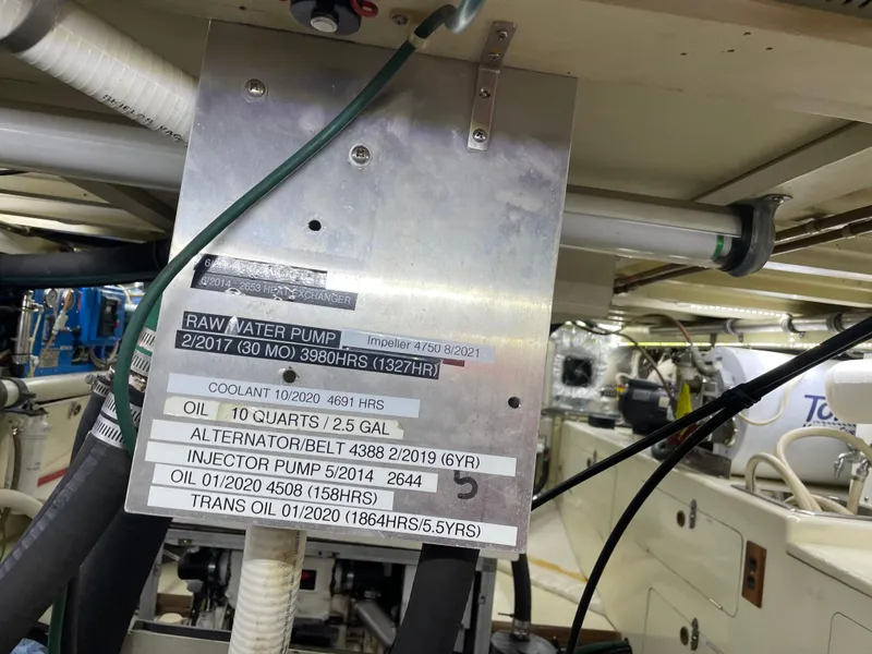 Slide: The Image of Engine room maintenance panel on a 1991 TransWorld Fantail 50 Motor Yacht. - 35