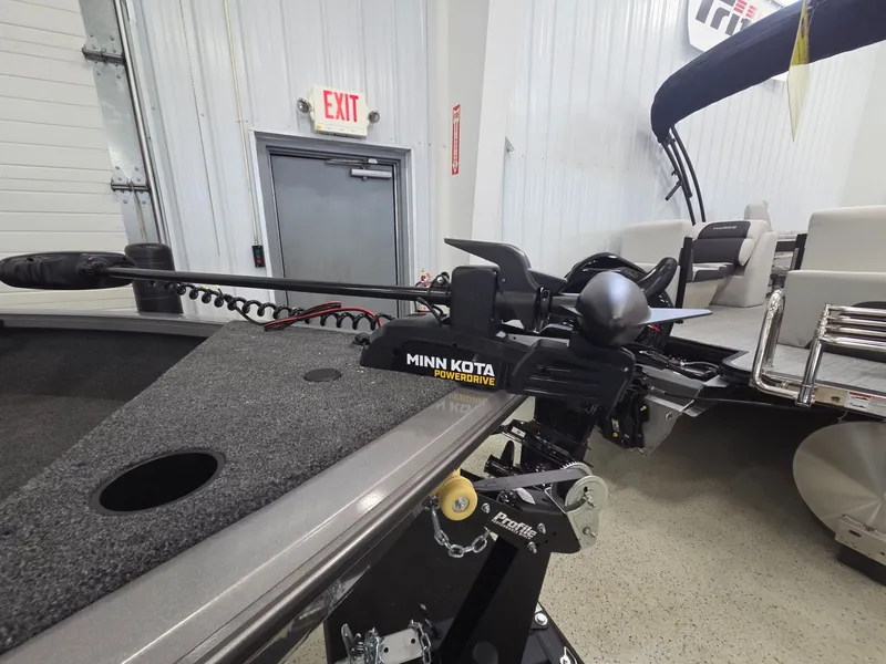 Slide: The Image of Minn Kota PowerDrive mounted on 2026 Crestliner 1650 Hawk boat. - 5
