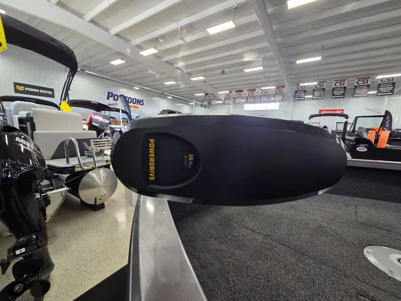 Slide: The Image of Crestliner 1650 Hawk 2026 with Minn Kota PowerDrive in showroom. - 6