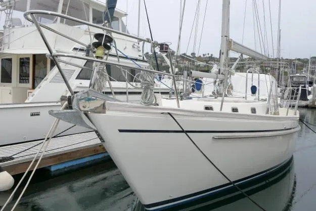 Slide: The Image of 2002 Tayana 460 Vancouver Pilothouse sailboat docked in marina. - 67