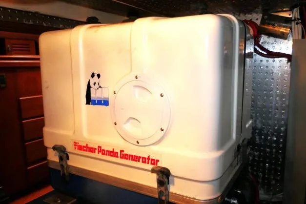 Slide: The Image of Fischer Panda Generator in 2002 Tayana 460 Vancouver Pilothouse yacht engine room. - 78