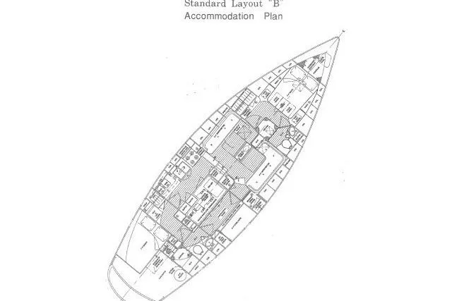 Slide: The Image of Plan of 2002 Tayana 460 Vancouver Pilothouse, Standard Layout B Accommodation. - 80