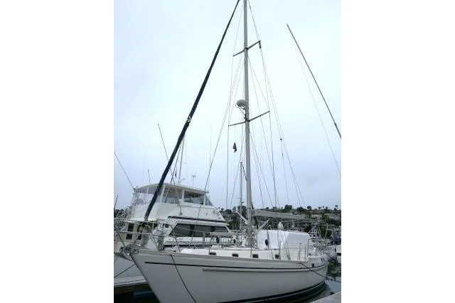 Slide: The Image of 2002 Tayana 460 Vancouver Pilothouse sailboat docked at marina. - 83
