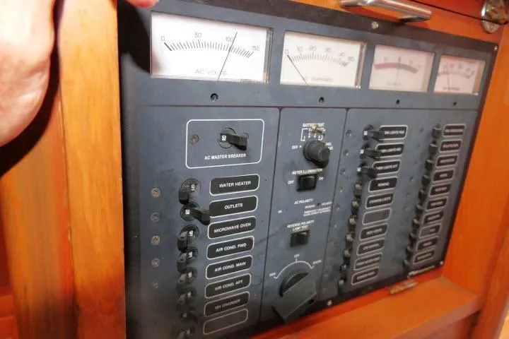 Slide: The Image of Electrical control panel on 2002 Tayana 460 Vancouver Pilothouse yacht. - 9