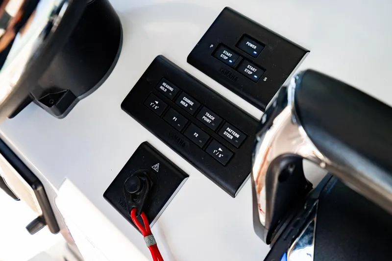 Slide: The Image of Control panel of 2022 Crevalle 33 CSF boat with Yamaha controls. - 70