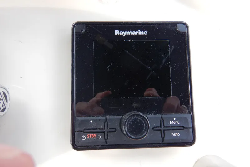 Slide: The Image of VHF marine radio on 1988 Camargue 48 Cockpit Motor Yacht dashboard. - 60