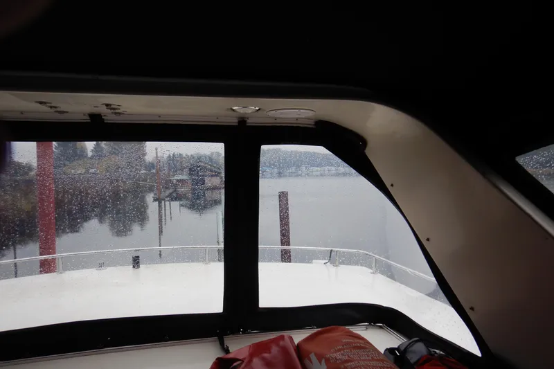 Slide: The Image of Engine room of 1988 Camargue 48 Cockpit Motor Yacht with fuel filters and wiring. - 65