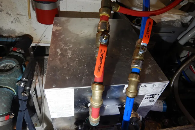 Slide: The Image of Interior of 1988 Camargue 48 Cockpit Motor Yacht with sink and electrical outlets. - 76