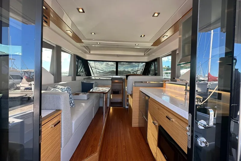 Slide: The Image of Luxurious interior of 2023 Tiara Yachts C39 Coupe with modern design and elegant finishes. - 6