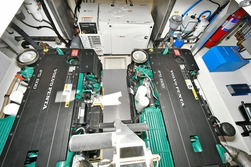Slide: The Image of Engine room of 2019 Prestige 460 yacht with Volvo Penta IPS 600 engines. - 33