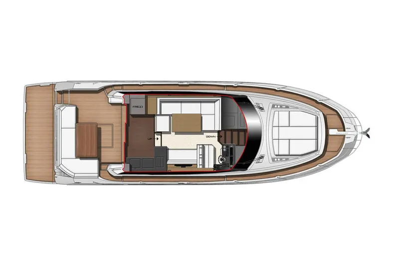 Slide: The Image of Manufacturer Provided Image: Top view layout of 2019 Prestige 460 S yacht, showcasing interior and deck design. - 37