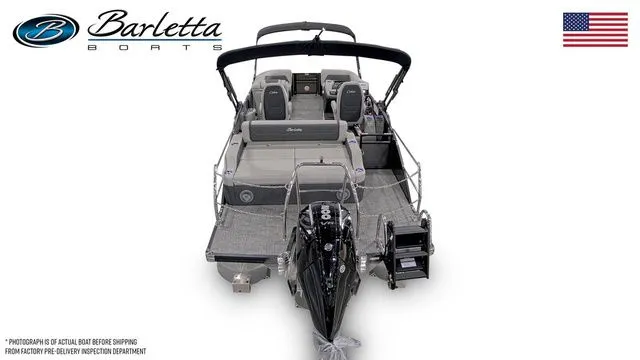 Slide: The Image of 2026 Barletta Boats Cabrio 22UC pontoon with sleek design and modern features. - 6