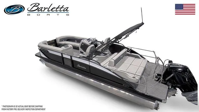Slide: The Image of 2026 Barletta Cabrio 24UC pontoon boat with sleek design and modern features. - 3