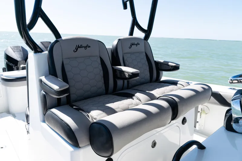 Slide: The Image of 2019 Yellowfin 36 Offshore boat seats with ocean view. - 26