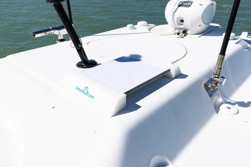 Slide: The Image of 2019 Yellowfin 36 Offshore boat deck with DishyMount.com equipment. - 41