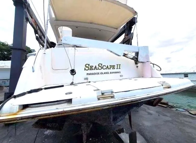 Slide: The Image of 1998 Viking Sports Cruiser, "SeaScape II," docked at Paradise Island, Bahamas. - 21