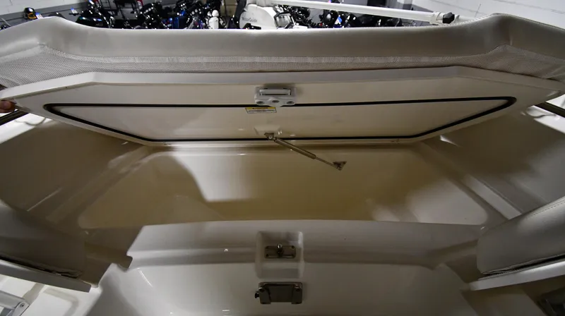 Slide: The Image of Open storage compartment of 2022 Boston Whaler 250 Dauntless boat. - 10