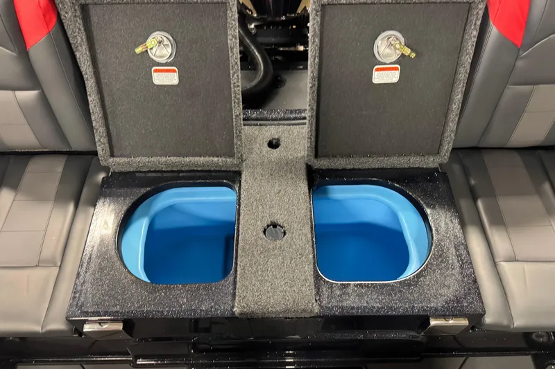Slide: The Image of 2026 Nitro ZV20 Sport Pro boat interior with open storage compartments. - 22