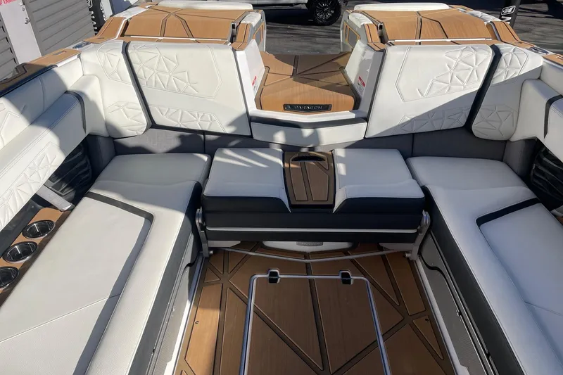 Slide: The Image of Luxurious interior of 2025 Nautique Super Air Nautique G25 Paragon boat. - 8